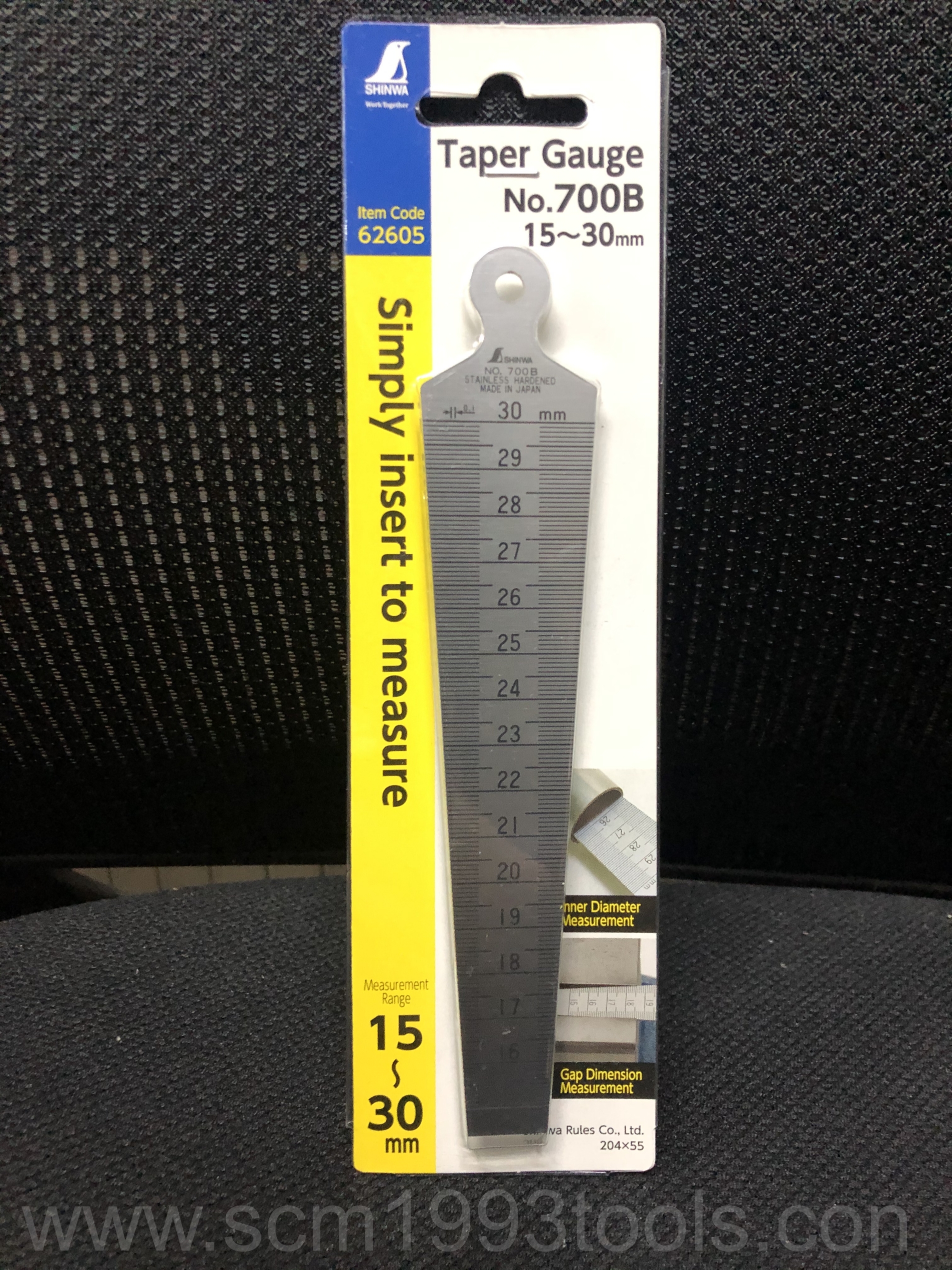 SHINWA ชินวา เตเปอร์เกจ 30 มม. รุ่น 700B ญี่ปุ่น no. 62605 Taper Gauge Stainless Steel
