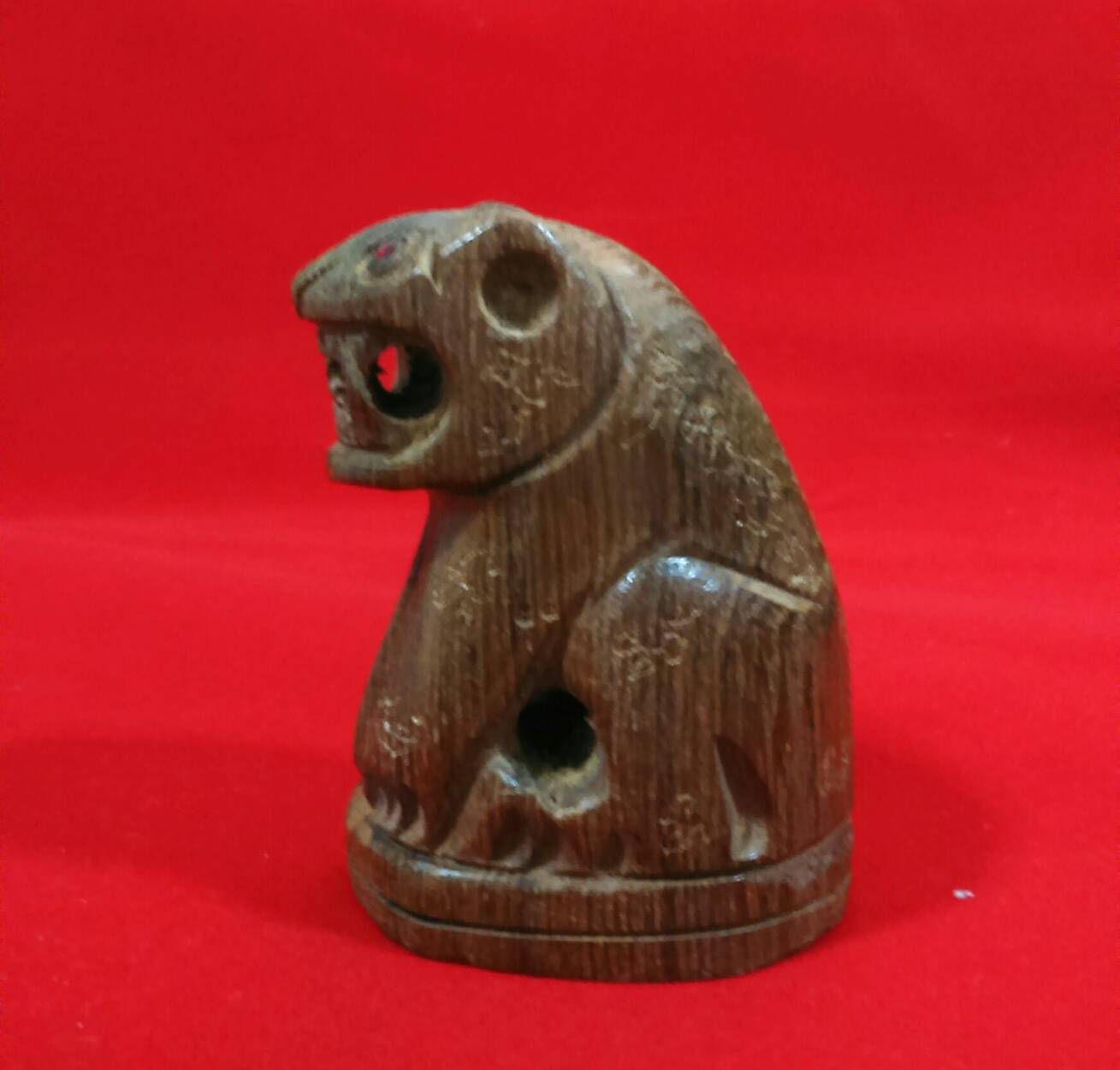 เสือตาพลอยแดงไม้เสาโบสถ์ จารยันต์รอบ หลวงพ่อหล่ำ วัดสามัคคีธรรม