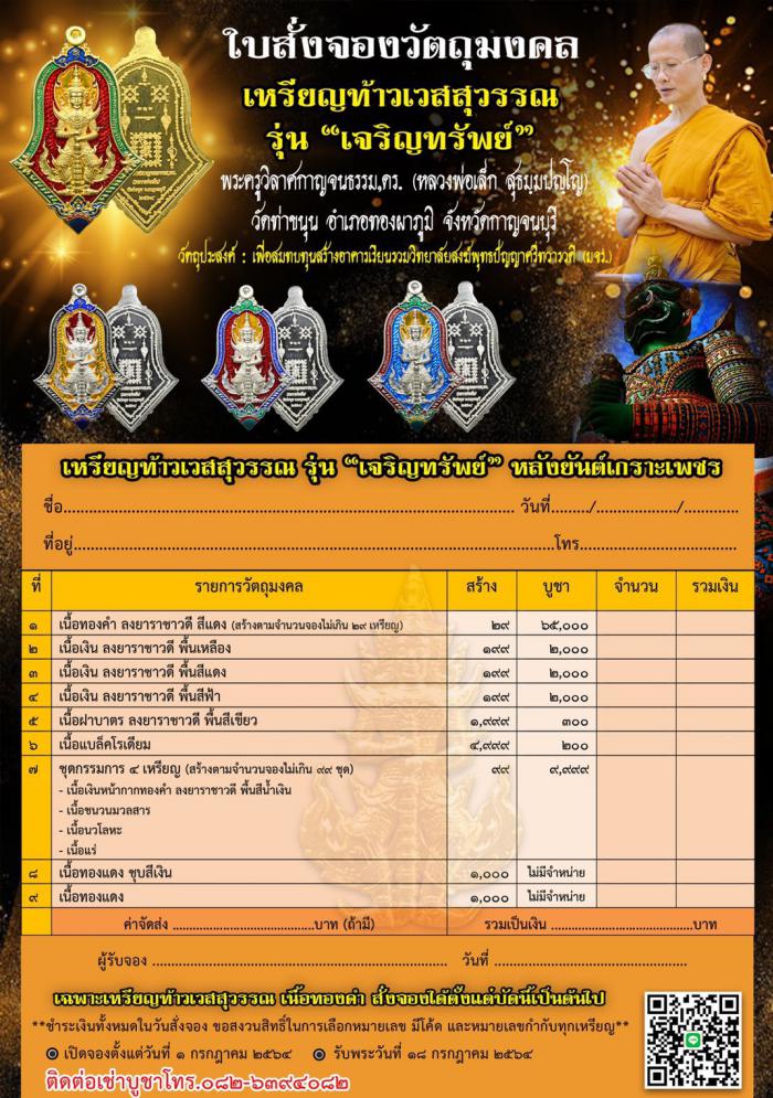 ท้าวเวสสุวรรณ ุชดกรรมการสร้าง 99 ชุด (1ใน 3 ชุดที่มีจาร) รุ่น เจริญทรัพย์ ลพ.เล็ก พุทธาภิเษกและจารพิเศษหลังกล่อง