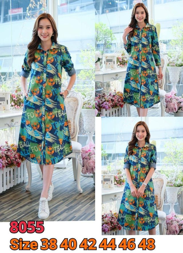 ชุดยีนส์ 8055 (#38)ชุดยีนส์ ผ้ายีนส์แท้เนื้อนิ่มพิมพ์ลายศิลป์สวยมาก ใส่สบาย ไม่ร้อน เนื้อผ้าดี ไม่ร้อน แบบสวย ใส่ได้หลายโอกาส สำเนา