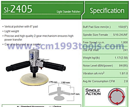 Shinano ชินาโน่ รุ่น SI-2405 เครื่องขัดเงาสีรถยนต์ 6 นิ้ว รุ่นเบา ญี่ปุ่น POLISHERS