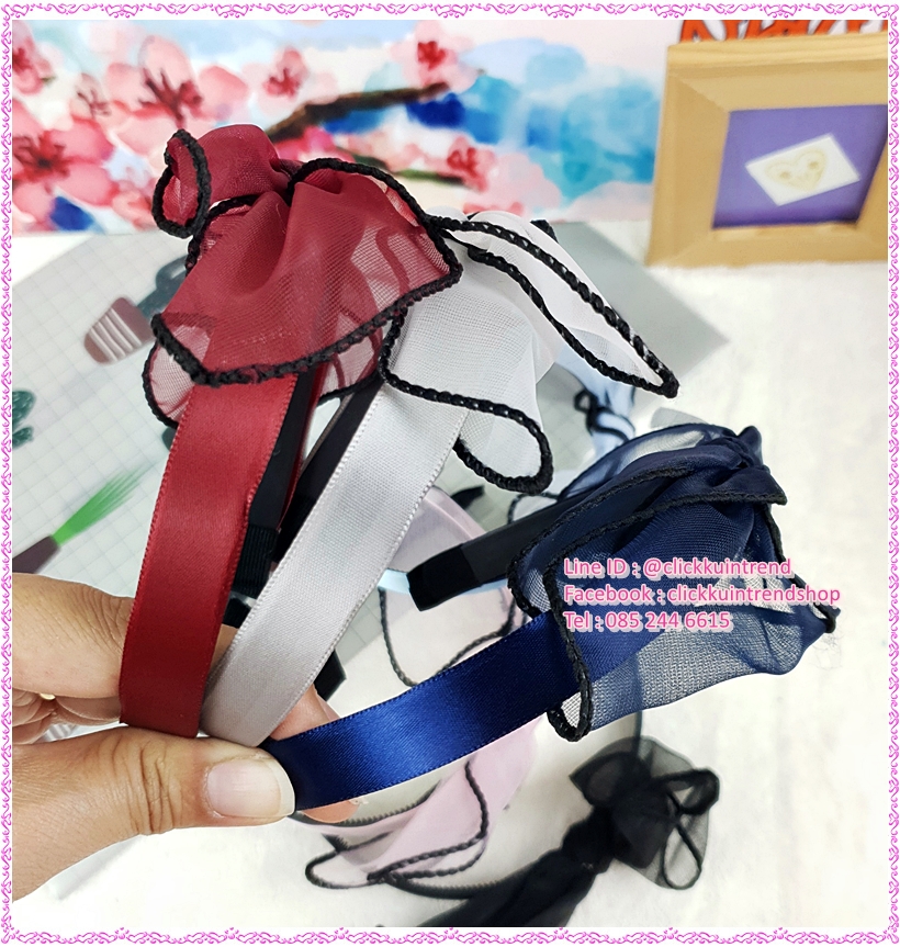 ที่คาดผม สไตล์เกาหลี ตัวคาดผมคาดริบบิ้น และ ผูกโบผ้า สีพื้น คละสี ขายส่ง เซต 10 ชิ้น