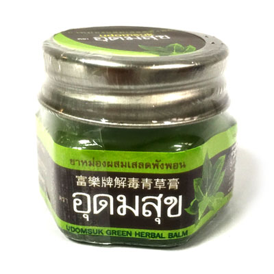 ยาหม่องสมุนไพรอุดมสุข สีเขียว สูตรเย็น แพค 12 ขวด Udomsuk cool herbal balm