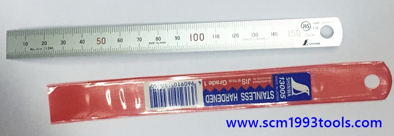 ไม้บรรทัด สแตนเลส shinwa H101A รหัส 13005 ขนาด 150 mm. standard rules