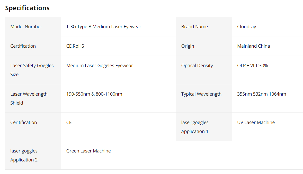 Ultrarayc 355 & 532nm Laser Goggles Protective (RED Lens)