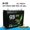N-55 GS ราคา แบตเตอรี่ รถยนต์ แบตแห้ง JIS 70B24