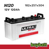 แบตเตอรี่ รถยนต์ N120 Ultra N120 120Ah แอมป์