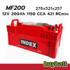 แบตเตอรี่ INDEX MF200 12V 200Ah แอมป์ เครื่องปั่นไฟ กำเนิดไฟฟ้า สำรองไฟฟ้า เจนเนอเรเตอร์ generator