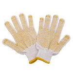 ถุงมือผ้าคอตตอนกันลื่น มีปุ่มยึดเกาะจับมั่นถนัดมือ ฟรีไซส์ 10 คู่ ใช้ในงานก่อสร้าง เกษตรกรรม งานอุตสาหกรรม