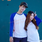 เสื้อเปล่า TK : ขาวแขนยาวน้ำเงิน