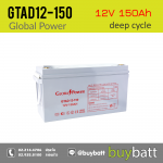 12V 150Ah GTAD12-150 Global Power แบตเตอรี่ deep cycle โซล่าเซลล์ รถไฟฟ้า