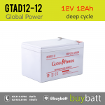 12V 12Ah GTAD12-12 Global Power แบตเตอรี่ deep cycle โซล่าเซลล์ รถไฟฟ้า