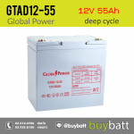 12V 55Ah GTAD12-55 Global Power แบตเตอรี่ deep cycle โซล่าเซลล์ รถไฟฟ้า