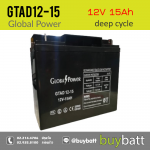 12V 15Ah GTAD12-15 Global Power แบตเตอรี่ deep cycle โซล่าเซลล์ รถไฟฟ้า