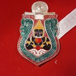 เหรียญพระราหูอมจันทร์เนื้อเงินลงยาเขียวแดง รุ่น สุริยันจันทรา ลพเล็ก ร่วมเสก