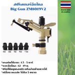 หัวสปริงเกอร์ บิ๊กกัน เกลียวทองเหลือง ตัวอลูมิเนียม สปริงสแตนเลส 1 นิ้ว ZM8019V2 Gold ปรับมุมได้ หมุนรอบตัวได้ เปลี่ยน nozzle ได้ 5 ขนาด