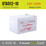 12V 10Ah GTAD12-10 Global Power แบตเตอรี่ deep cycle โซล่าเซลล์ รถไฟฟ้า