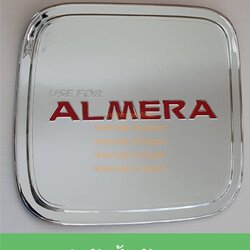 ครอบฝาถังน้ำมัน Nissan Almera นิสสัน อัลเมร่า ปี 2020 (สีเงินโลโก้สีแดง) (ใช้เทปกาว 3M)