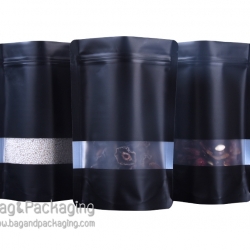 ถุงซิปล็อคก้นตั้ง มีหน้าต่าง สีดำ