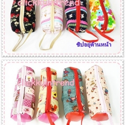 ซองใส่ดินสอและเครื่องเขียนทำจากผ้า ด้านในบุด้วยฟองน้ำ ขายส่ง เซต 12 ใบ คละลายผ้า