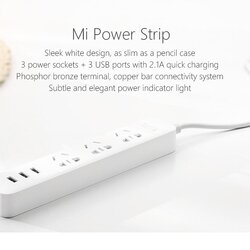 Xiaomi 3 USB Charging Hub Mini Power Strip with 3 Sockets Standard Plug - White