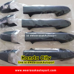ครอบมือจับ Honda City ครอบมือเปิดประตู ฮอนด้า ซิตี้ ปี 2014-2019 รุ่นไม่มีปุ่มกด lock (สีดำด้าน)(ใช้เทปกาว 3M)