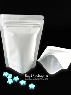 ถุงซิปล็อคก้นตั้ง สีขาวเงา