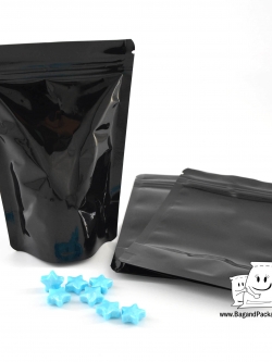 ถุงซิปล็อคก้นตั้ง สีดำเงา