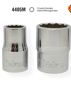 โคเก้น : ลูกบล็อก "สั้น" สีขาว รู 1/2" 12 เหลี่ยม Koken : 1/2"DR. 12PT Metric Standard Hand Socket (4405M)