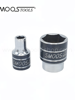 สมูส : ลูกบล็อก "สั้น" สีขาว รู 1/2" 6 เหลี่ยม Smoos : 1/2"DR. 6PT Metric Standard Socket