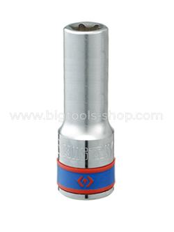 คิง โทนี่ : ลูกบล็อก ท็อค "ยาว" สีขาว รู 1/2" King Tony : 1/2"DR. Star Socket (Long Type) (4275M)