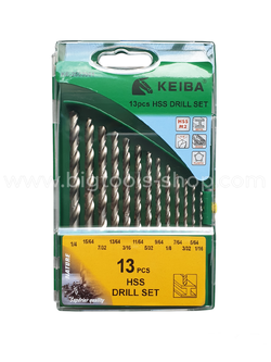 Keiba : ชุดดอกสว่าน ไฮสปีด HSS เจาะเหล็ก/ไม้/พลาสติก ชุด 13 ตัว ขนาด 1/16” - 1/4" (KE-2503001)