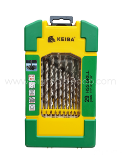 Keiba : ชุดดอกสว่าน ไฮสปีด HSS เจาะเหล็ก/ไม้/พลาสติก ชุด 29 ตัว ขนาด 1/16" - 1/2" (KE-2503003)