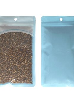 ถุงซิปล็อคก้นแบน หน้าใสหลังสีฟ้า