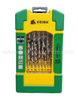 Keiba : ชุดดอกสว่าน ไฮสปีด HSS เจาะเหล็ก/ไม้/พลาสติก ชุด 25 ตัว ขนาด 1-13 มม. (KE-2503006)