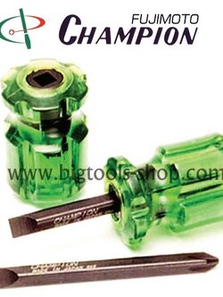 แชมเปี้ยน : ไขควง หัวสลับ หัวโต แกนดำ Champion : 2 Way Screw Driver (Short)