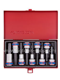 คิง โทนี่ : ชุดลูกบล็อกเดือยโผล่ 6 เหลี่ยม ยาว รู 1/2" 9 ตัวชุด King Tony : 9 PC. 1/2"DR. Hexagon Head Bit Socket Set (4120PR)