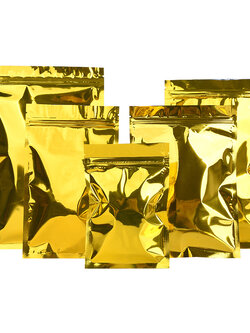 ถุงซิปล็อคฟอยล์สีทอง ทึบ 2 ด้าน (ตั้งไม่ได้)