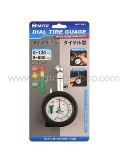 MITO : เกจ์วัดลมยาง แบบหน้าปัด พร้อมที่วัดความลึกร่องยาง (MT-161)