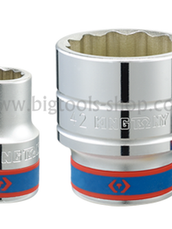 คิง โทนี่ : ลูกบล็อค "สั้น" สีขาว 12P (12 เหลี่ยม) รู 3/4" King Tony : 3/4"DR. 12PT Metric Standard Socket (6330M)