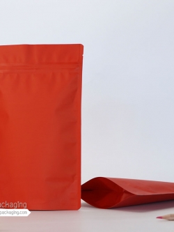 ถุงซิปล็อคก้นตั้ง สีแดงด้าน