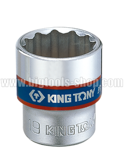 คิง โทนี่ : ลูกบล็อค "สั้น" สีขาว รู 3/8" 12 เหลี่ยม King Tony : 3/8"DR. 6PT Metric Standard Socket (3330M)