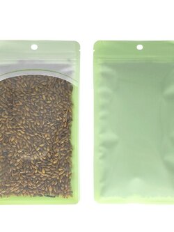 ถุงซิปล็อคก้นแบน หน้าใสหลังสีเขียว