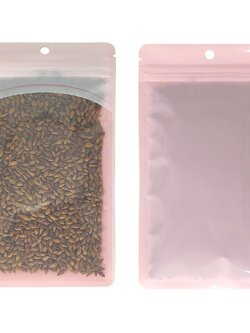 ถุงซิปล็อคก้นแบน หน้าใสหลังสีชมพู