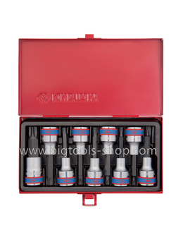 คิง โทนี่ : ชุดลูกบล็อคเดือยโผล่ ท็อค ยาว รู 1/2" 9 ตัวชุด King Tony : 9 PC. 1/2"DR. Torx Head Bit Socket Set (4119PR)