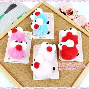 **ล้างสต็อก** กิ๊บติดผม ติดปอมปอม ตาโต ติดแผ่นการ์ตูน หลังเป็นกิ๊บปากเป็ด ขายส่ง แพ็ค 12 คู่