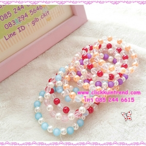 สร้อยข้อมือ ทำจากลูกปัดสี ร้อยเป็นวง ขายส่ง เซต 10 วง (สินค้ามีขนาดเล็ก)