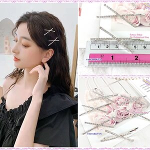 กิ๊บติดผม แบบเสียบ รูป X งานโลหะประดับเพชร ขายส่ง แพ็ค 10 ชิ้น