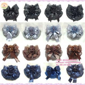 เน็ตคลุมผมเกล้า ขายส่ง ขนาดใหญ่ เซต 10 ชิ้น (ผ้าคลุมผ้าไหม) คละสี