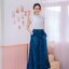 กระโปรงยีนส์ยาว Free size สียีนส์เข้ม ระบายกระเป๋า และชายสวย หวานมาก ผ้ายีนส์เนื้อนิ่ม ไม่หด สีไม่ตก